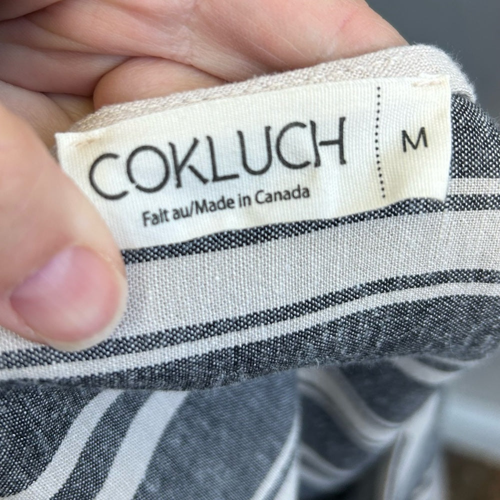 Cokluch striped Linen blend crop top, M, and shorts, L, set