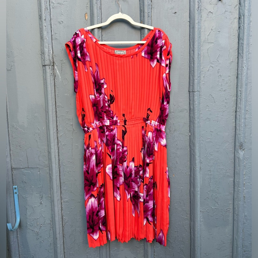 Anthropologie Baraschi Orange Pleated Dress, BNWT, size XL