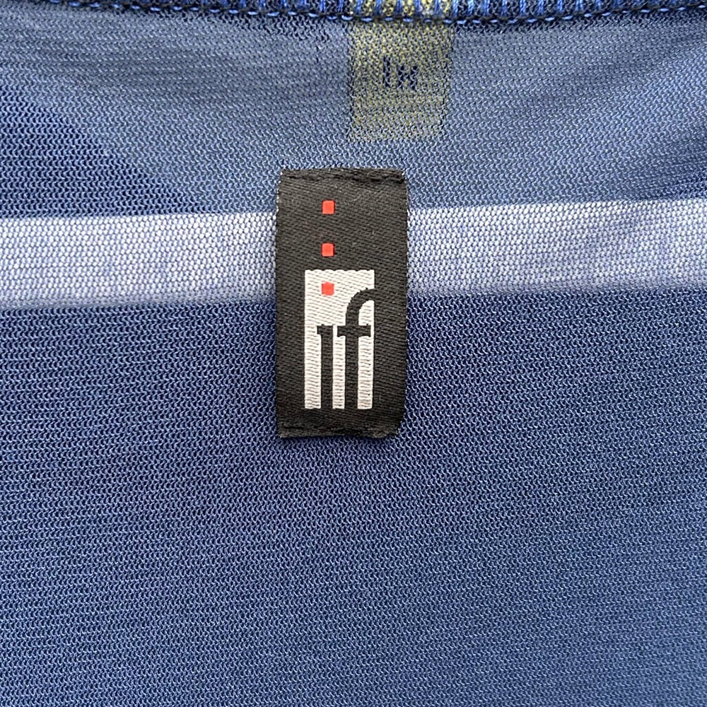 IF (individually Fashioned Toronto)Blue Black long sleeve “bustier”tee, size XL