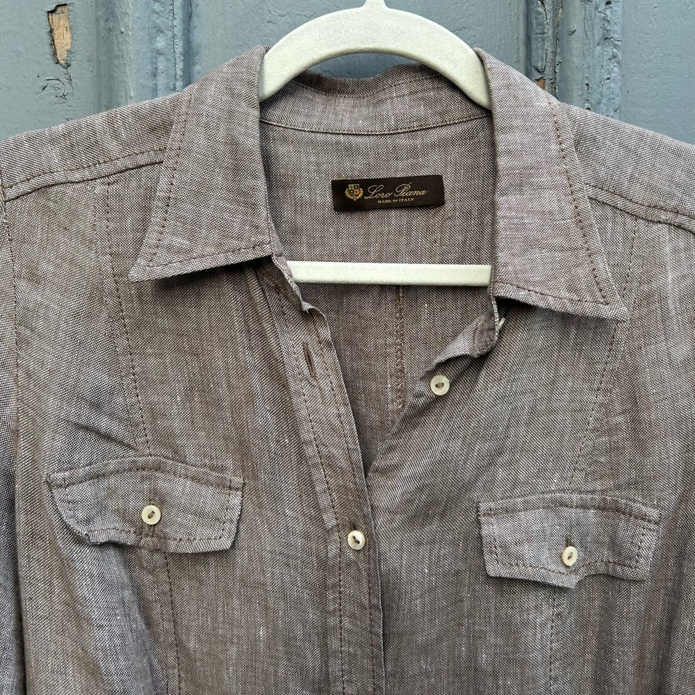 Loro Piana Linen Shirt Dress, Size 48 (US 10/12)