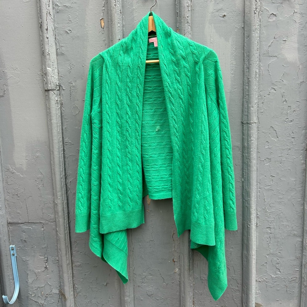 Lilly Pulitzer Cashmere Cable Knit Waterfall Cardigan, Size S/M