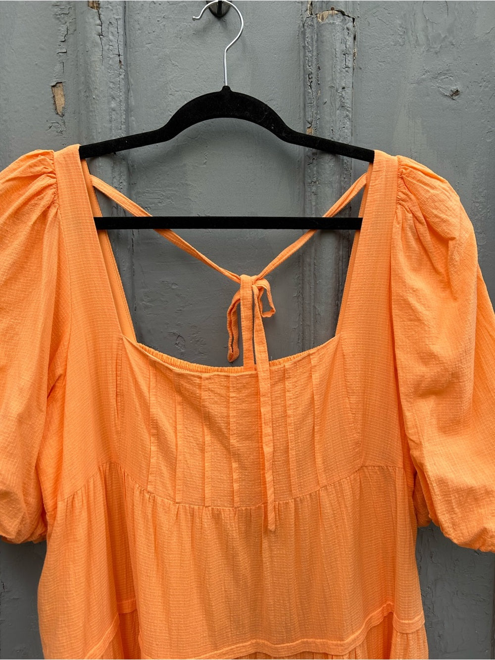 Anthropologie Orange Puff Sleeve tiered Dress, size XL