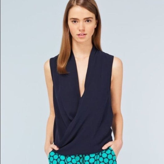 Aritzia Babaton Harper Silk Sleeveless Wrap Blouse, Small