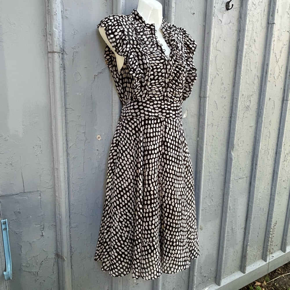 Club Monaco Saffra Printed Ruffle Dress, size 0