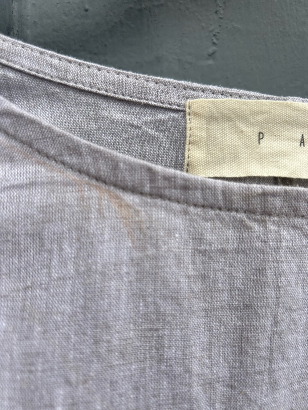 Pan Grey Striped Linen Cotton Blouse, Small