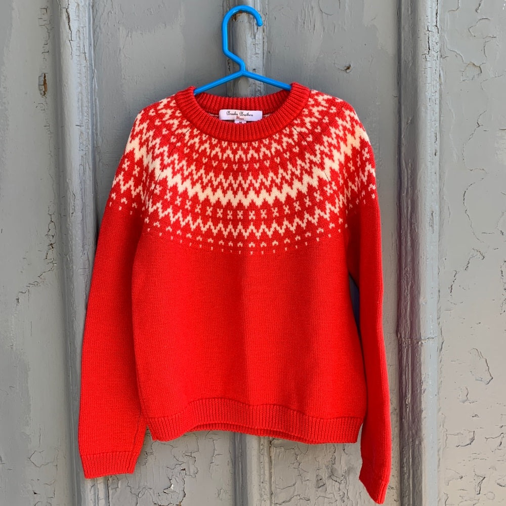 Brooks Brothers red merino fair isle yoke sweater, size Children’s Age 10