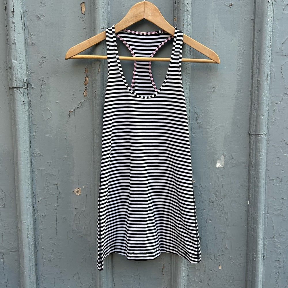 Lululemon b&w striped Cool Racerback tank, size 4,
