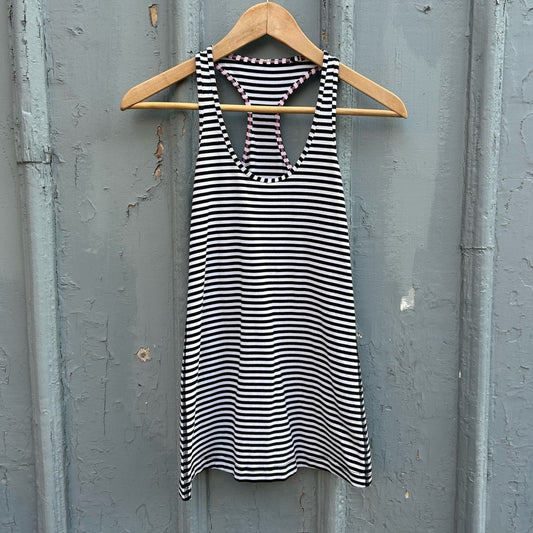 Lululemon b&w striped Cool Racerback tank, size 4,