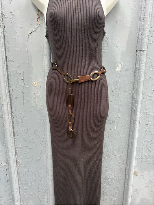Suzi Roher Leather Chain Belt, OS