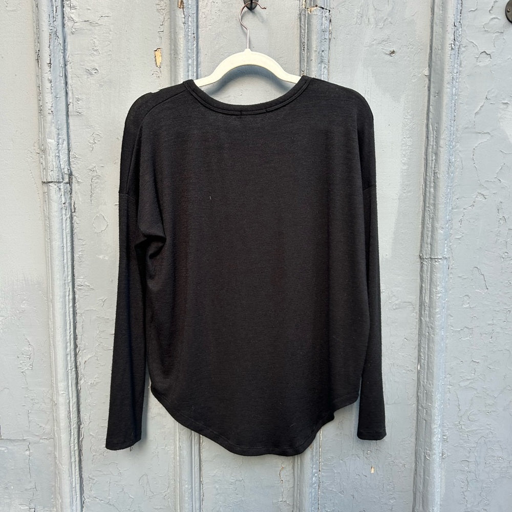 rag & bone black long sleeve zipper arm tee, size s