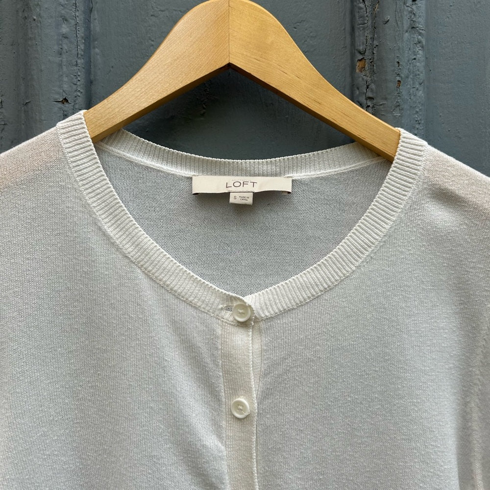 Ann Taylor Loft cream Cotton cardigan, size S