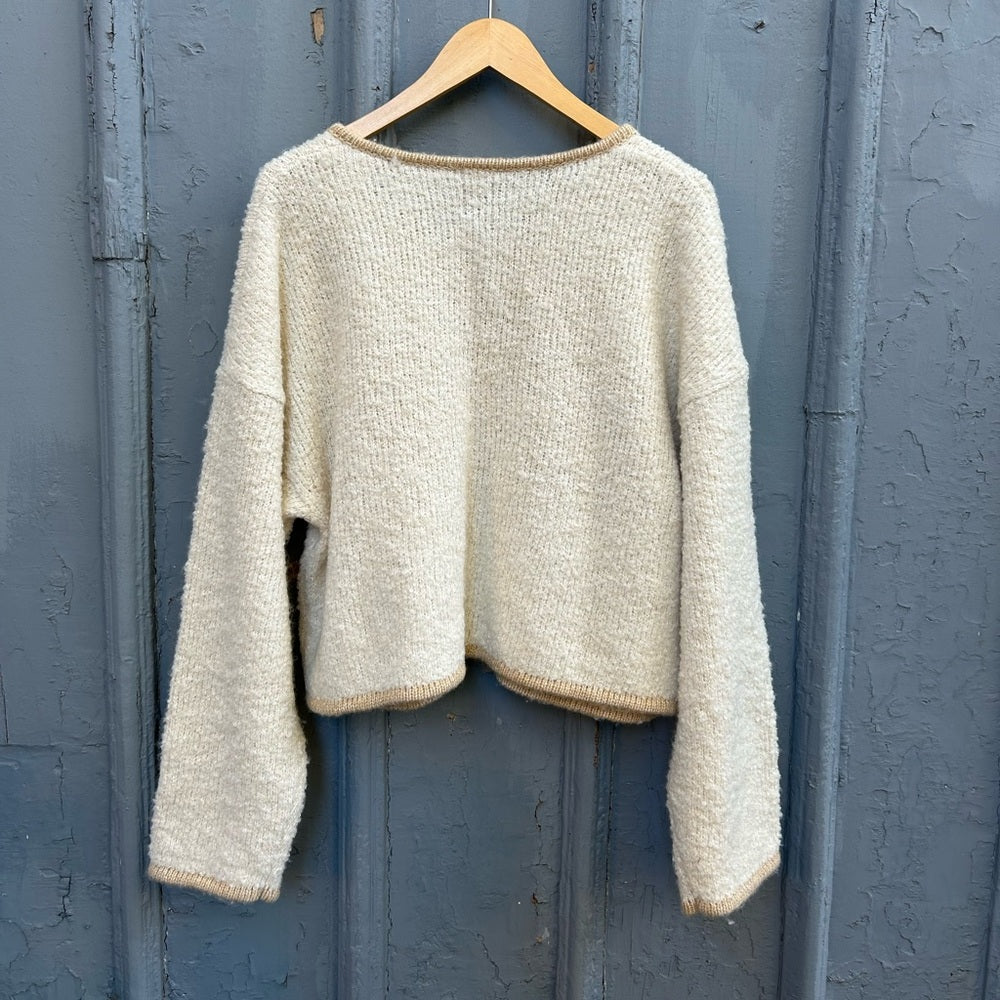 Gap Boucle Cropped Sweater Jacket, size Large