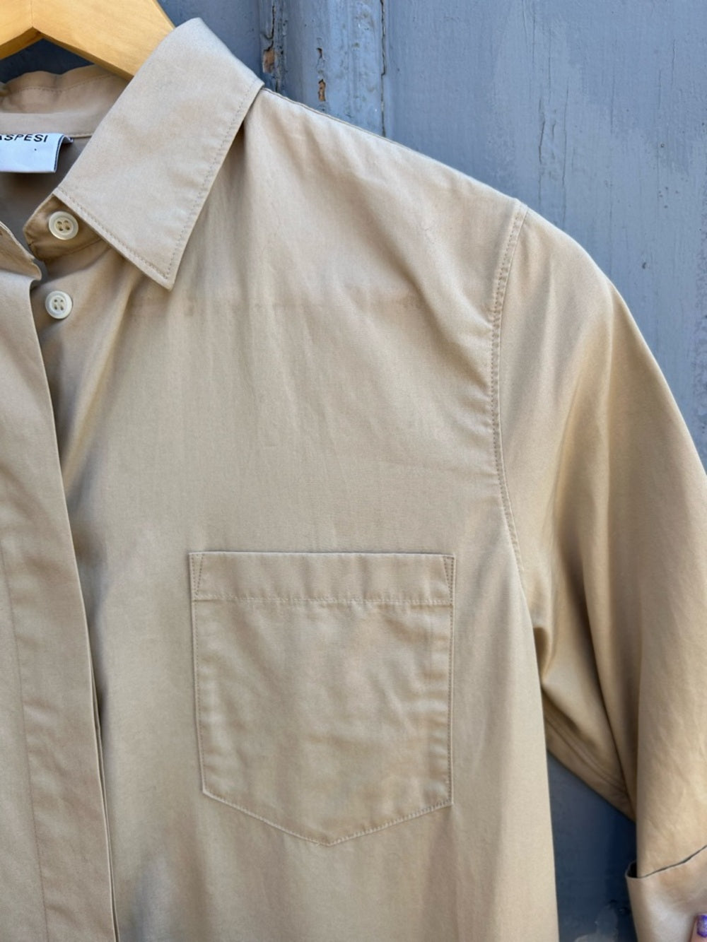 Aspesi Cotton Poplin fit & flare taupe shirt dress, size 38 (US 6/8)