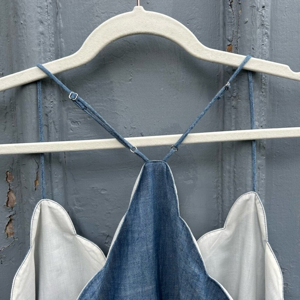 J Crew Chambray Scalloped Tank, size 14