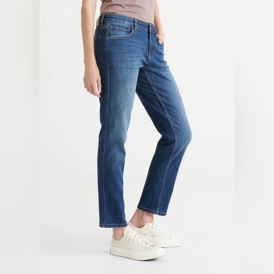 DU/ER girlfriend mid rise jeans, size 34/28