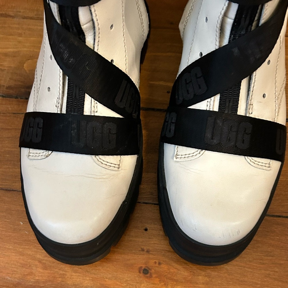 Ugg White Sid Combat Boots, size 7