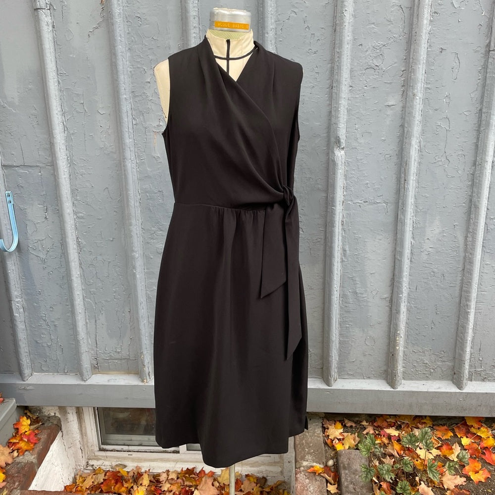 Tahari BNWT Serinda Black Tie Side Sheath Dress, size 12