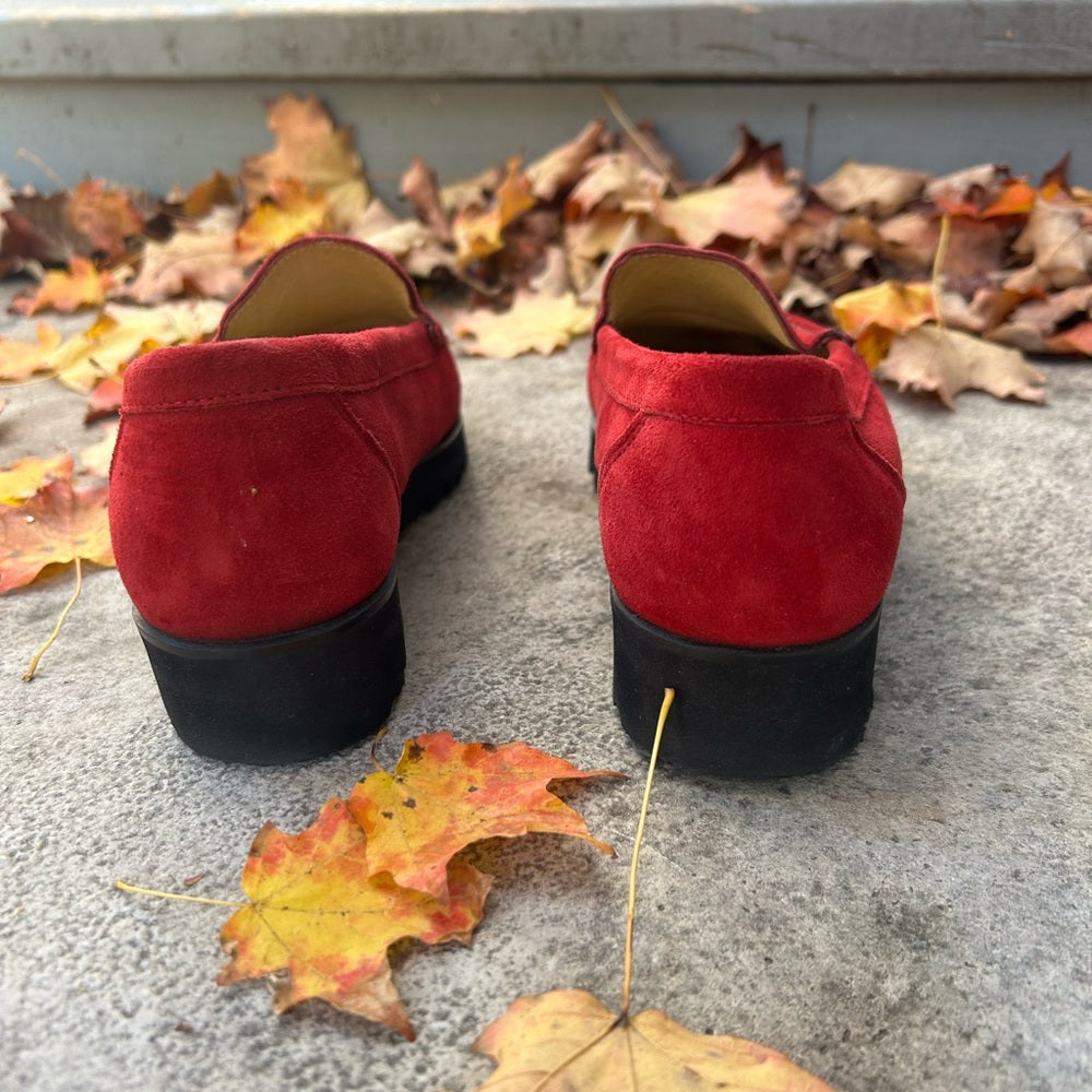 Ron White Rita Red Suede Loafer, size 38.5 (7.5 US)
