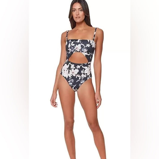 Sanctuary Swim Splice Banded Mio One-Piece Dark Floral Collage, size M