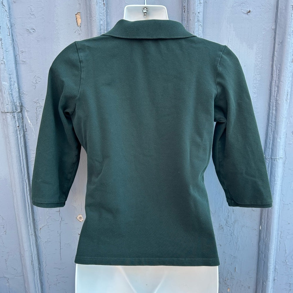 Burberry Green 3/4 Sleeve Polo, size M (fits small),
