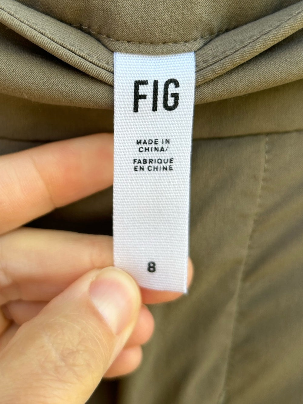 Fig Khaki Nylon trousers, size 8