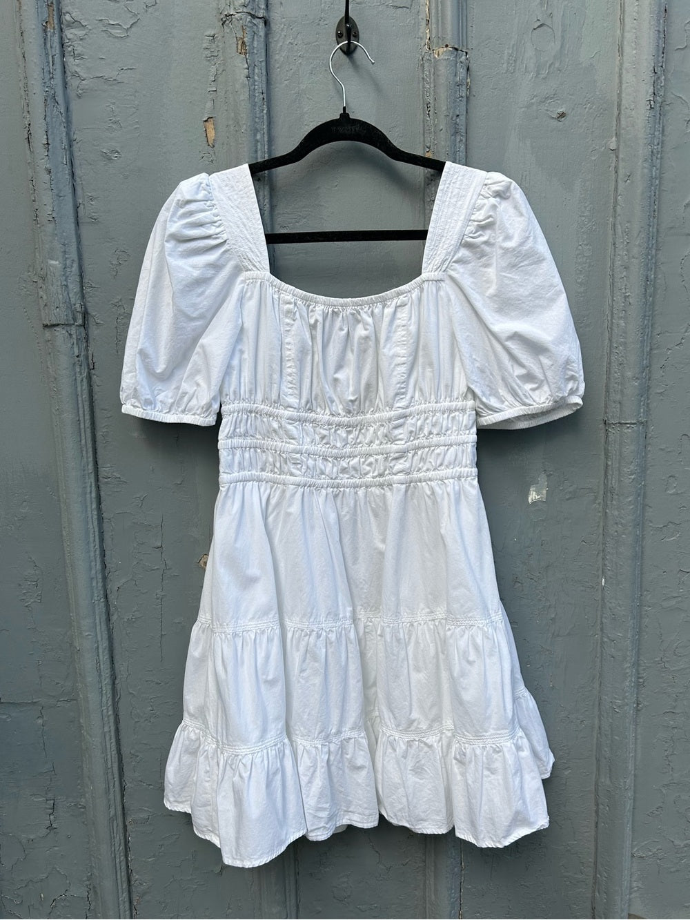 Sunday Best Martine Poplin Short-sleeve Dress, White, Size Medium