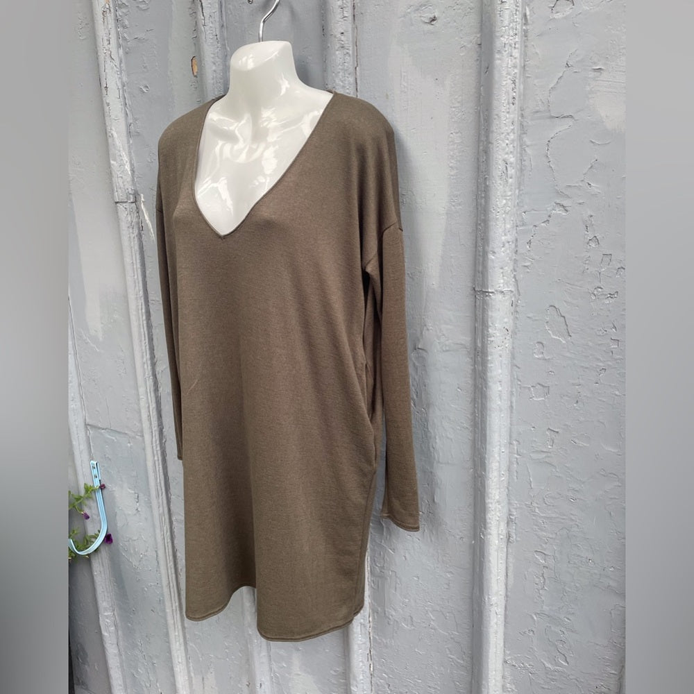 Wilfred Free Gail Khaki Reposa Long Sleeve Knit Dress, Size Small