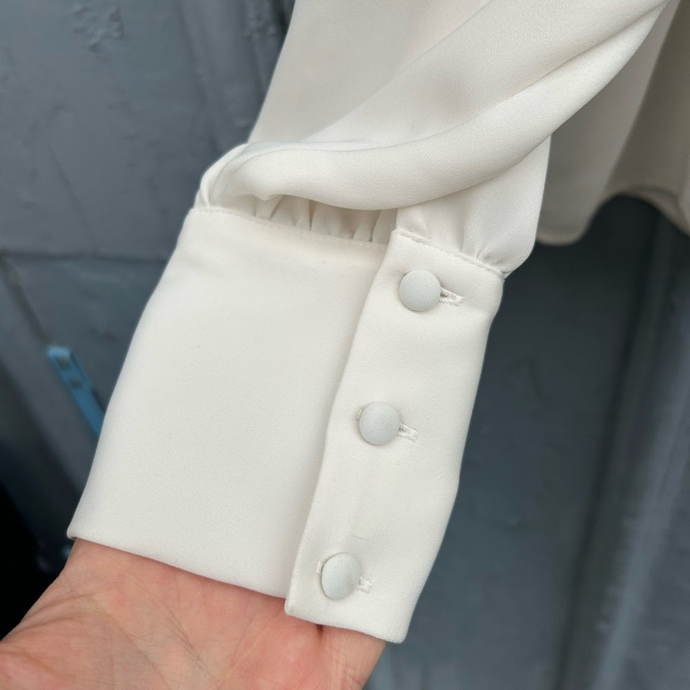 Wilfred Cream Long Sleeve Crepe Blouse, size M