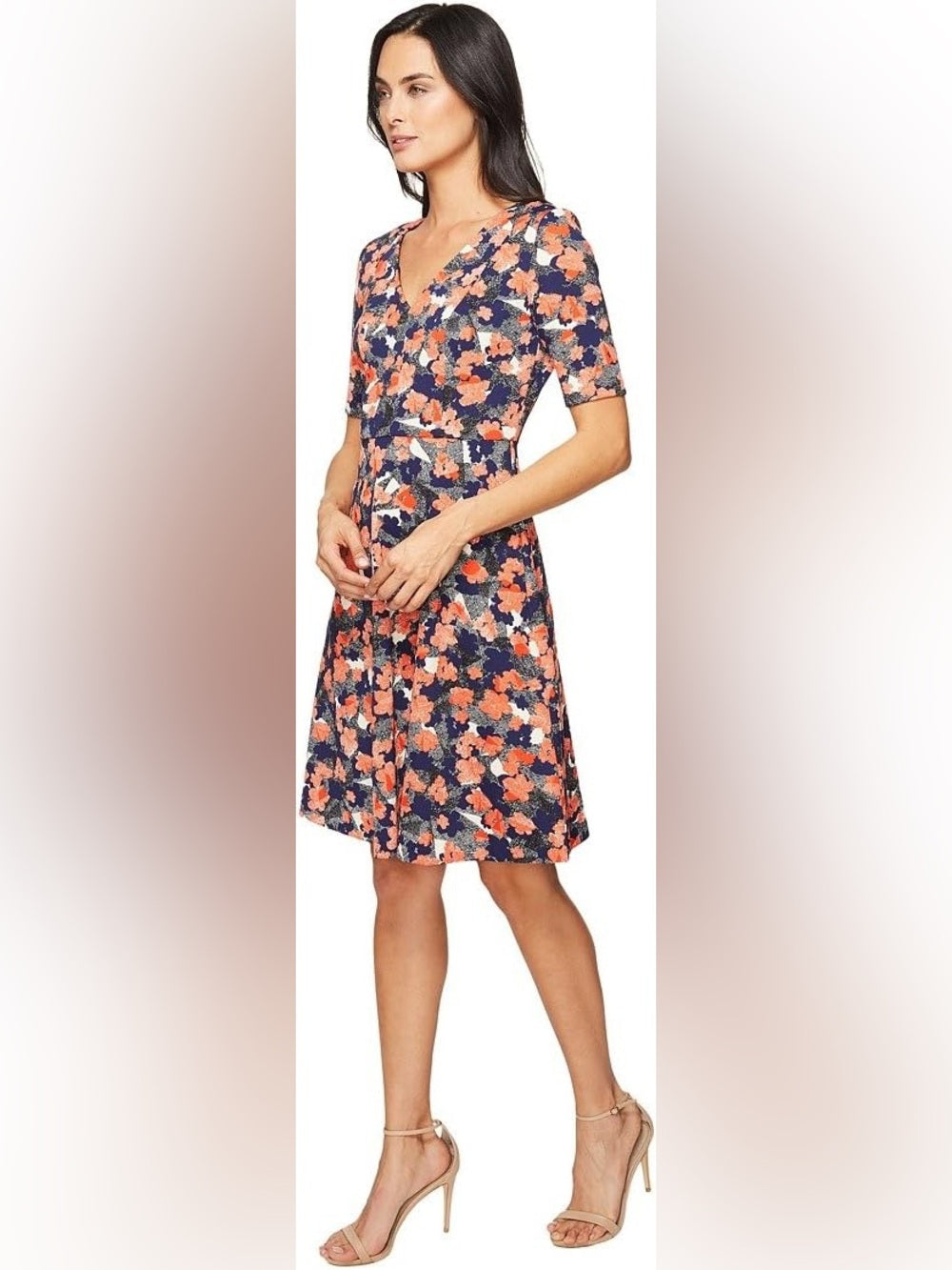 Donna Morgan Fit & Flare Blue red floral dress, size 16
