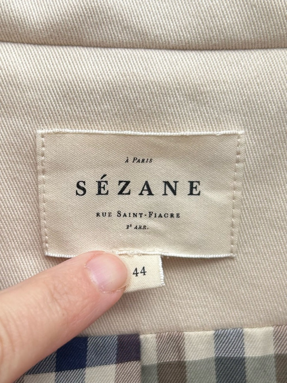 Sezane Taupe Clyde Trench Coat, size 44