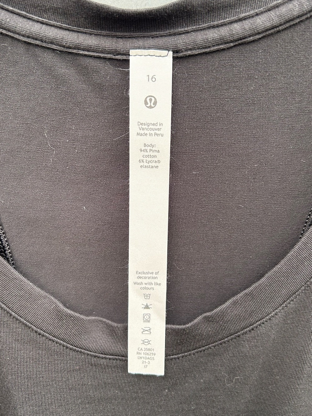Lululemon Black Love Tank, size 16