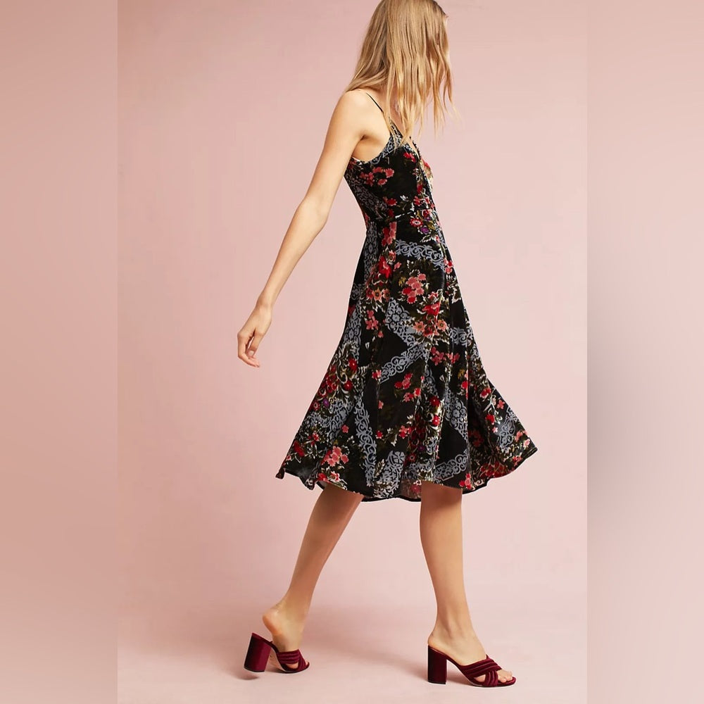 Anthropologie Eri + Ali Floral Burnout Slip Dress, size 4