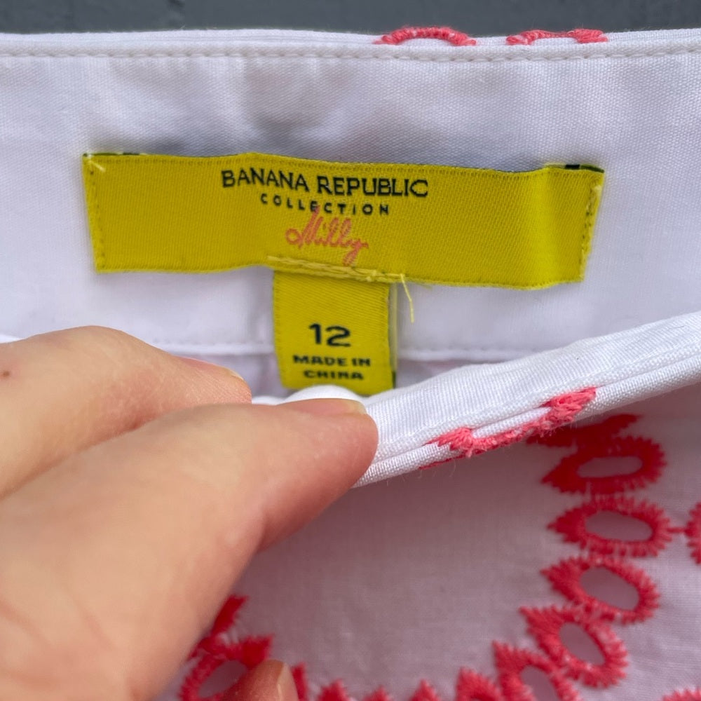 Banana Republic X Milly Pink & White Mini Skirt, size XL