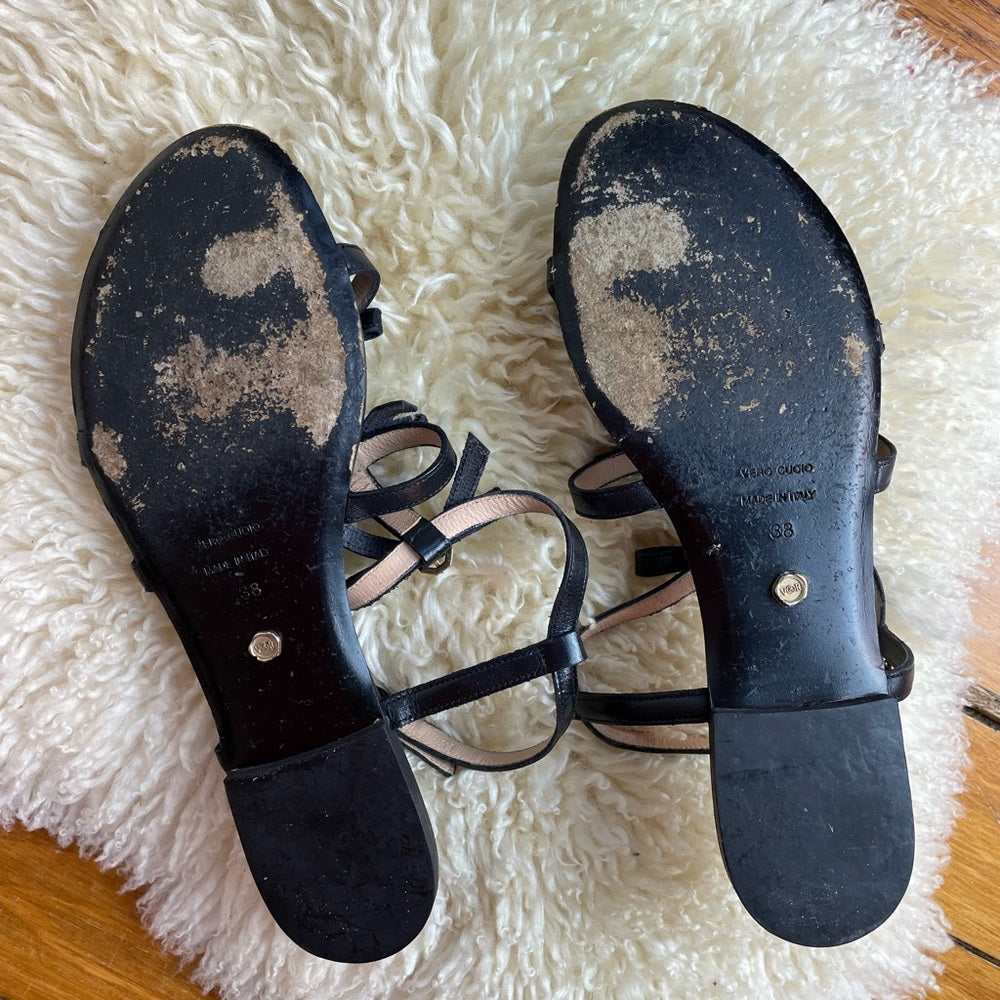 Viktor & Rolf black Bow Gladiator sandal, 38