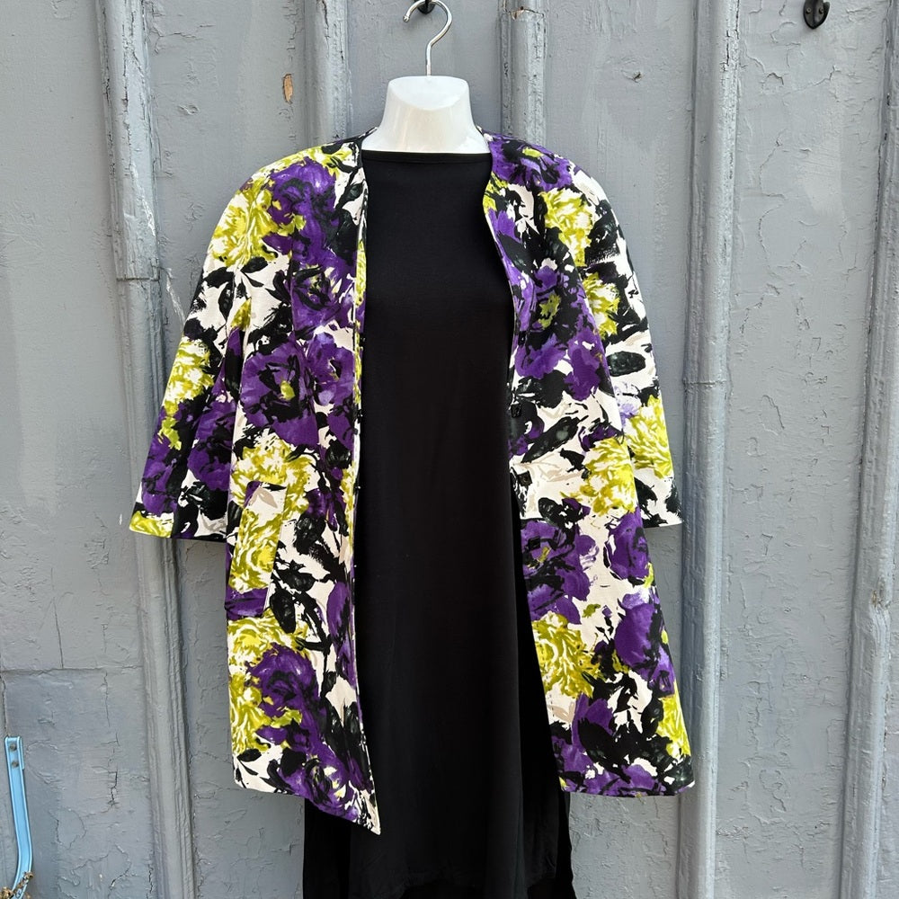 Anne Klein Floral Jacquard Coat, size xs