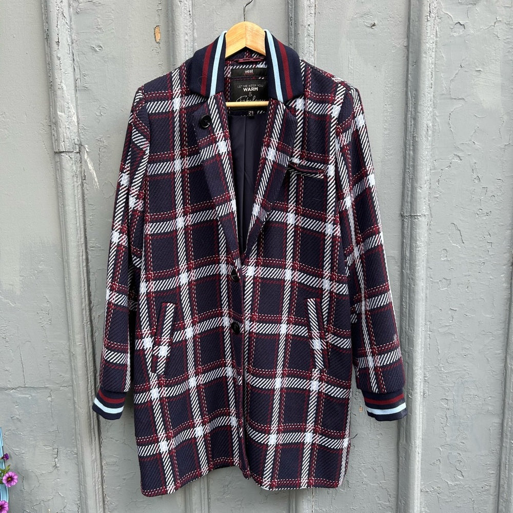 Yest Plaid Overcoat Jacket, size 8