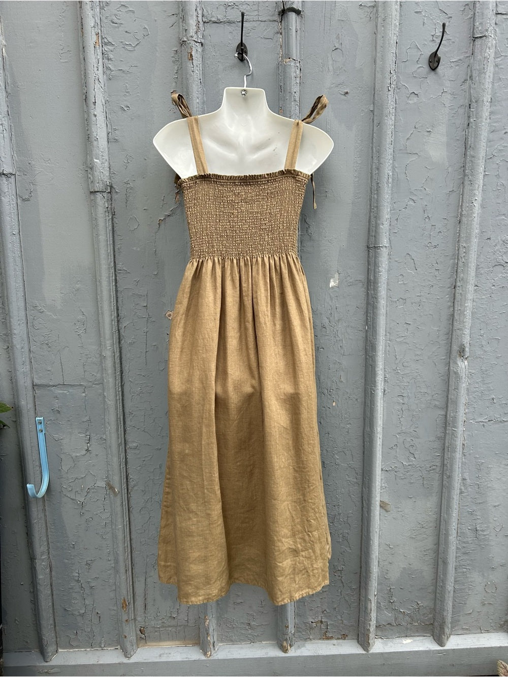 Wilfred Khaki Golden Hour Smocked Dress, size Large