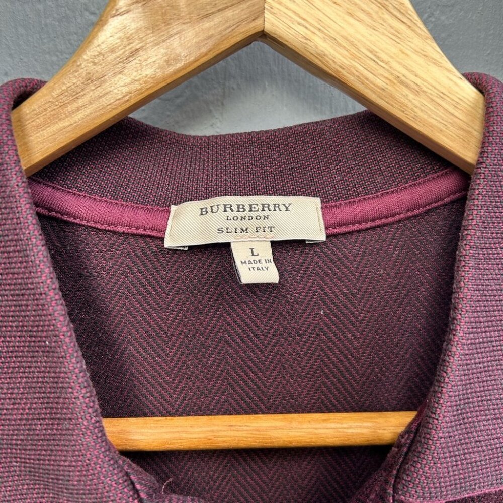 Burberry Burgundy Made in Italy Slim Fit Polo Shirt, size L