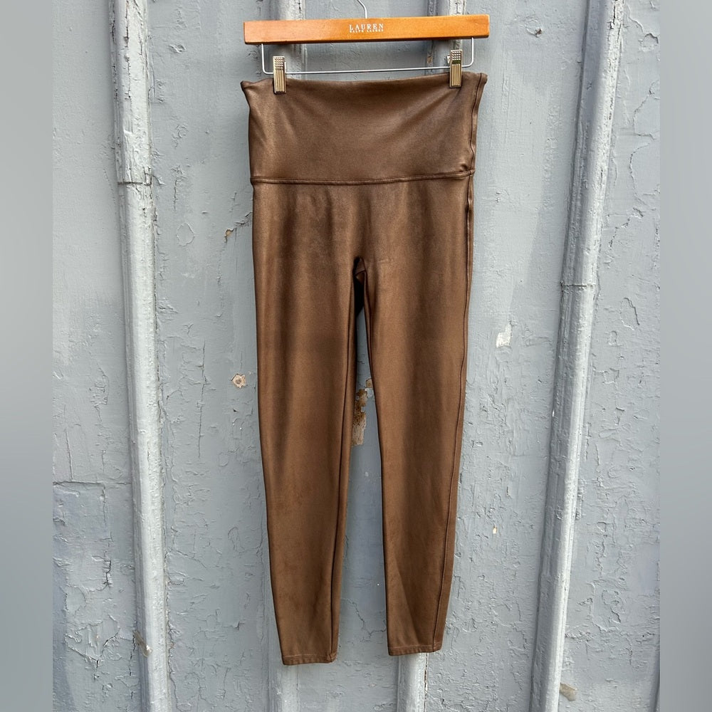 SPANX Brown Faux Leather Legging, size XL