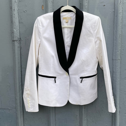 Michael Kors Contrast Modern White Tuxedo Blazer, size 12