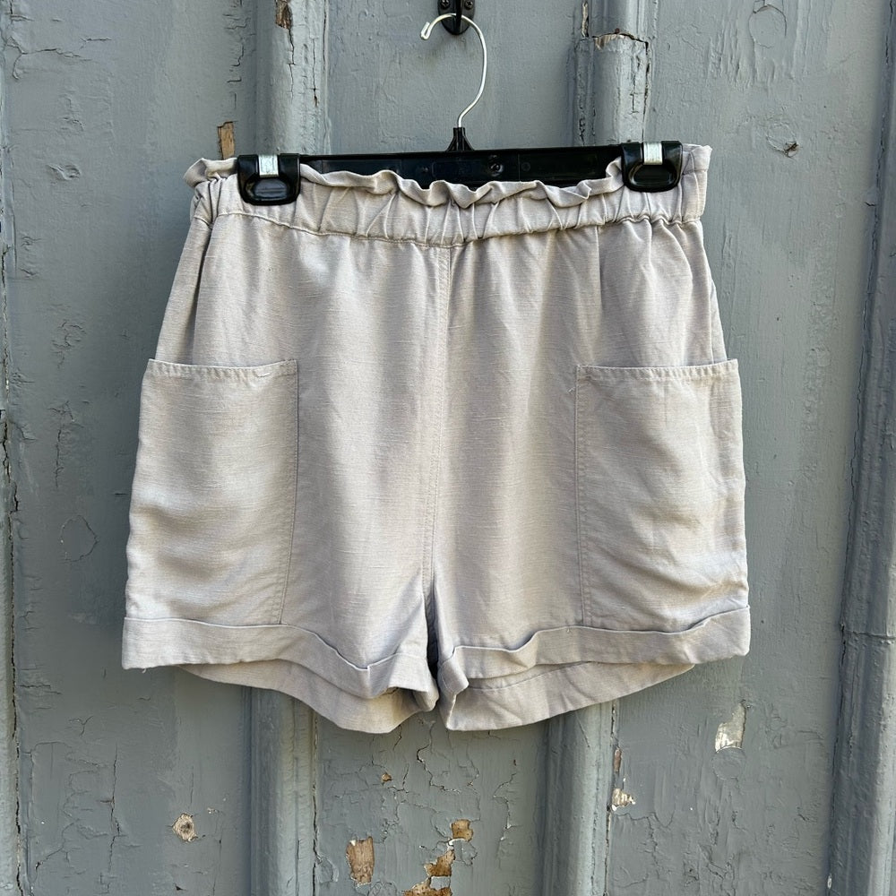 Wilfred Free High Rise Elastic Waist Pull On Linen Shorts, Size Medium