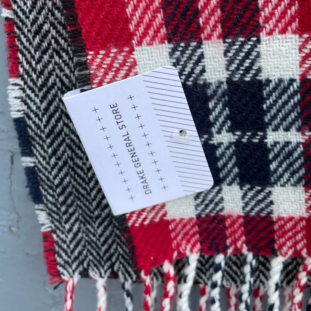 The Drake General Store Plaid/Herringbone Tassle Scarf, BNWT