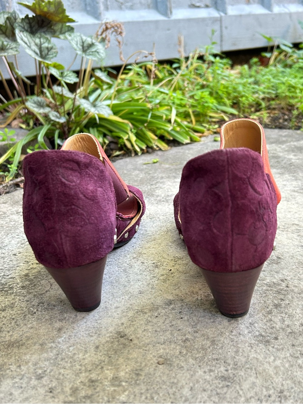 John Fluevog Low Rule Selma Embossed Suede Sandal, size 7.5