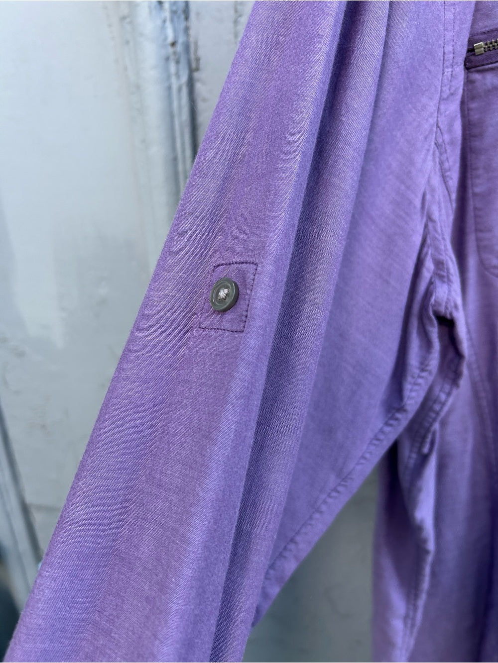 John Varvatos Purple Double Zip Chest Pocket Button-Down Shirt, size XXL