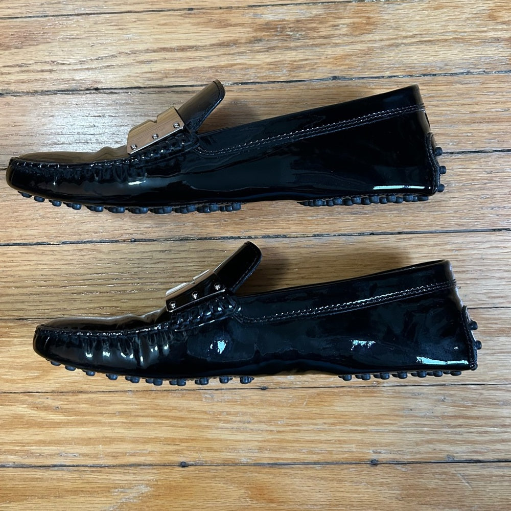 TOD’S Gommino black patent leather loafers, BNWOB, size 37.5