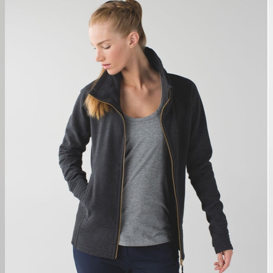 Lululemon Radiant Jacket In Heathered Black, Size 4