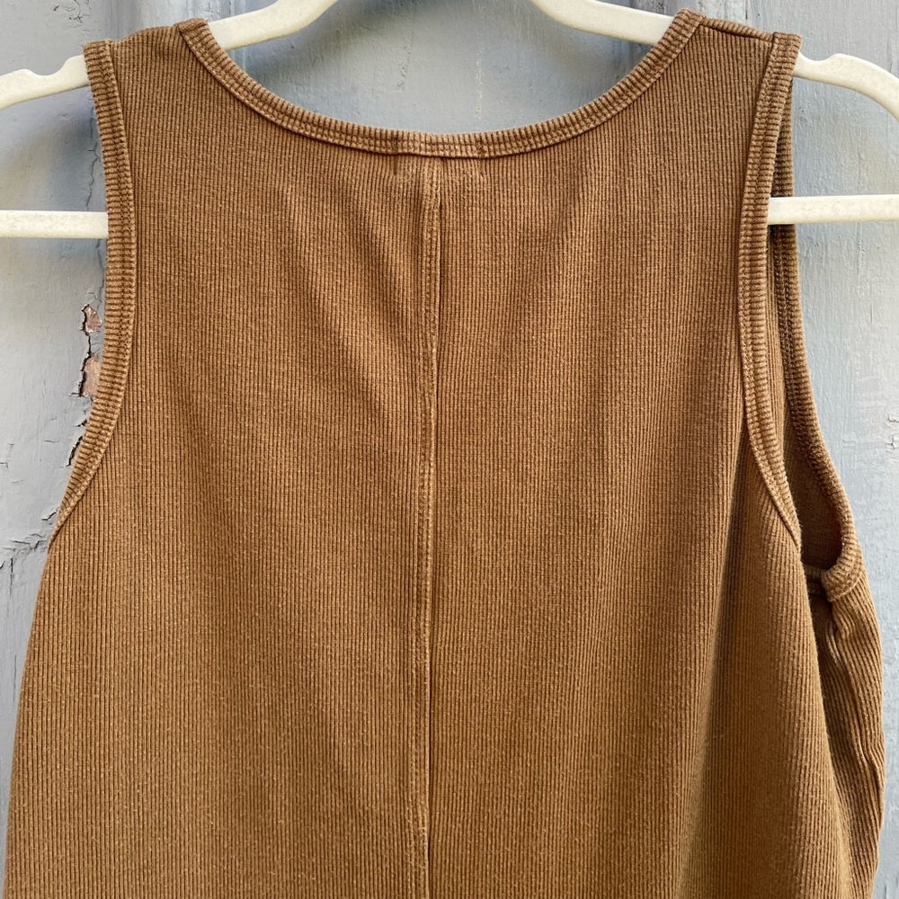 Franc The Tuckable Rib Tank, brown, size 1X