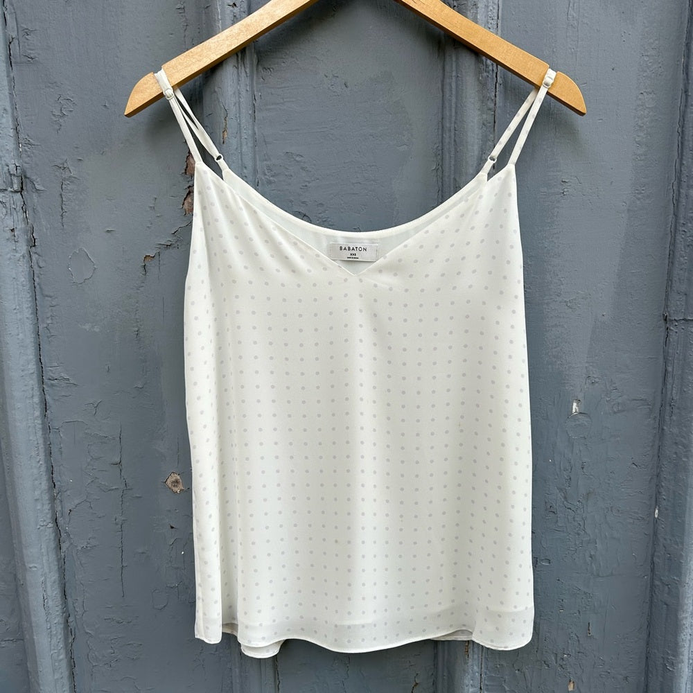 Aritzia Babaton Purple polka Dot Everly Cami, size XXS