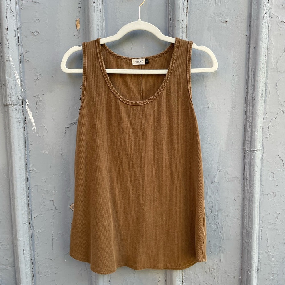 Franc The Tuckable Rib Tank, brown, size 1X