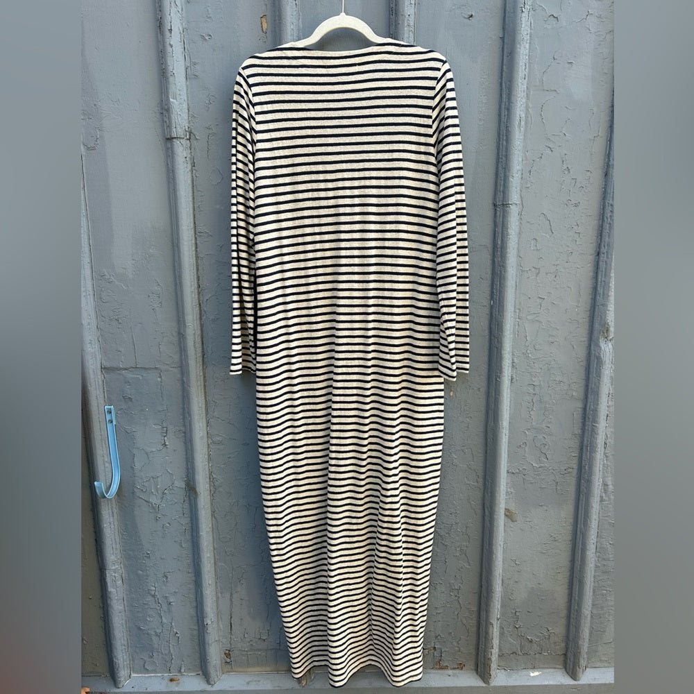 Emerson Fry long V Neck Navy Striped maxi dress, BNWT, Large